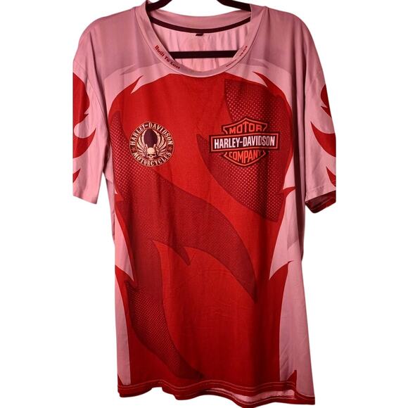 Men's Harley-Davidson Gray Burgundy Logo Tee Size XL 2 Sided Print Moto Biker - Picture 1 of 6